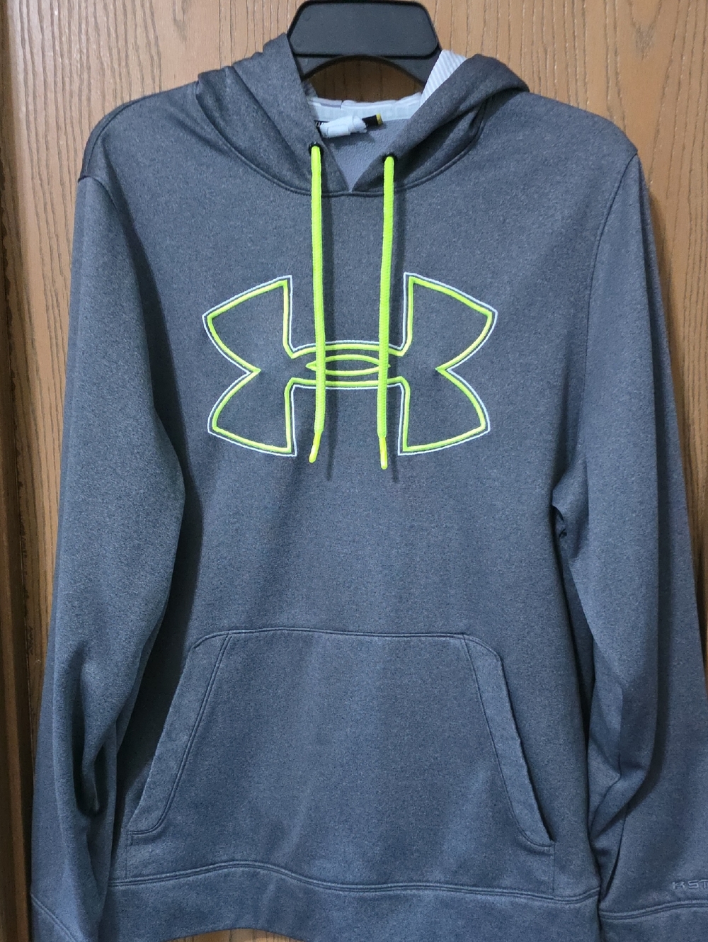 Under Armour Men's Gray Hoodie with Neon Yellow-Green Logo